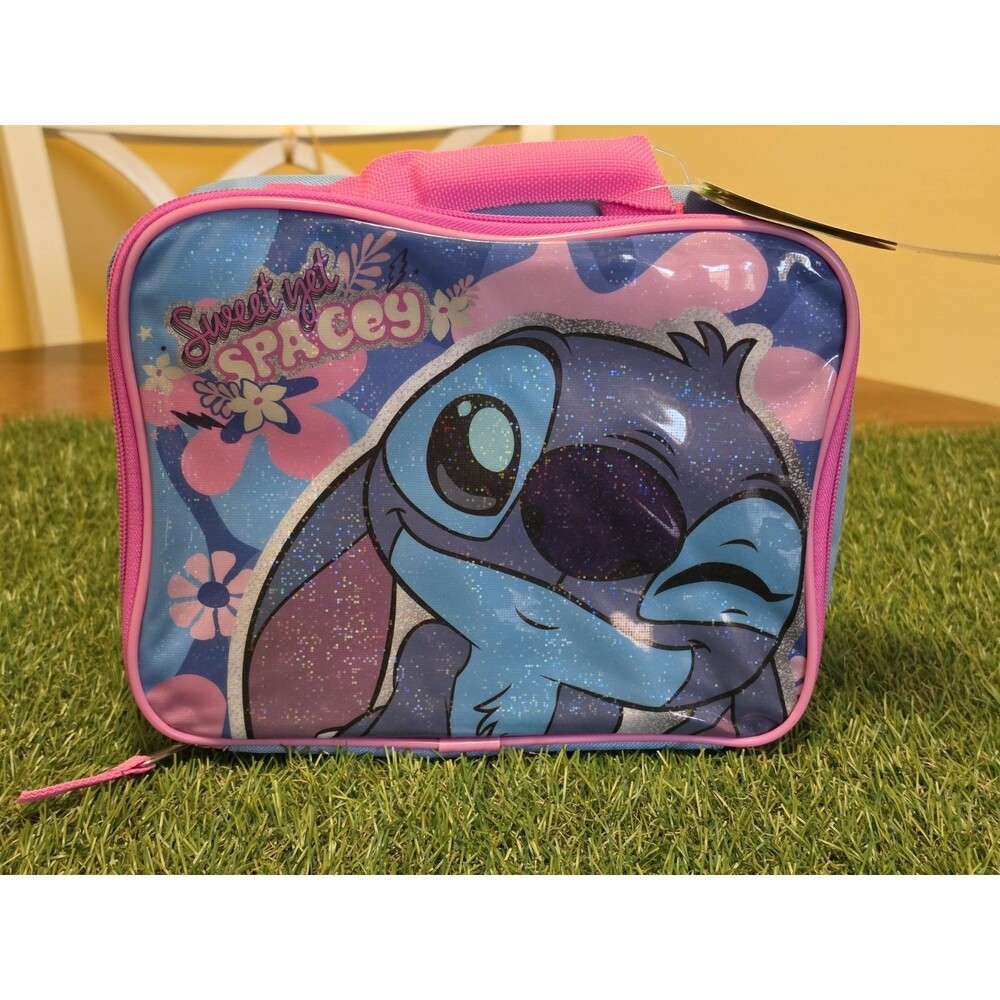 Disney STITCH Insulated Lunch Box Tote Blue & Pink BPA-Free Bag NWT 9.5"x8"x3.5"